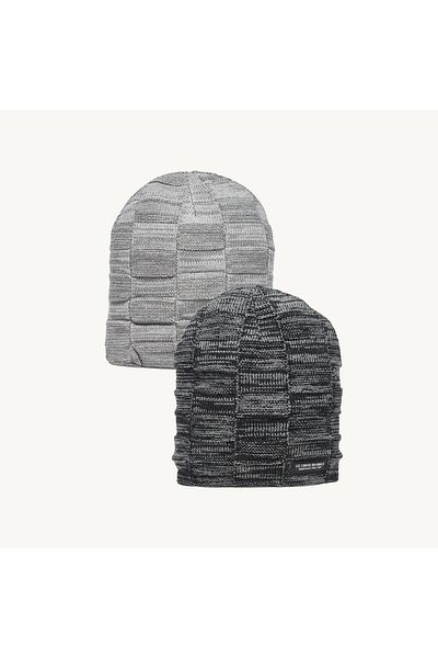 Lee Cooper Set Of 2 - Textured Logo Applique Beanie Cap