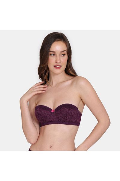 Zivame Lace Detail Padded Wired Balconette Bra With Detachable Straps
