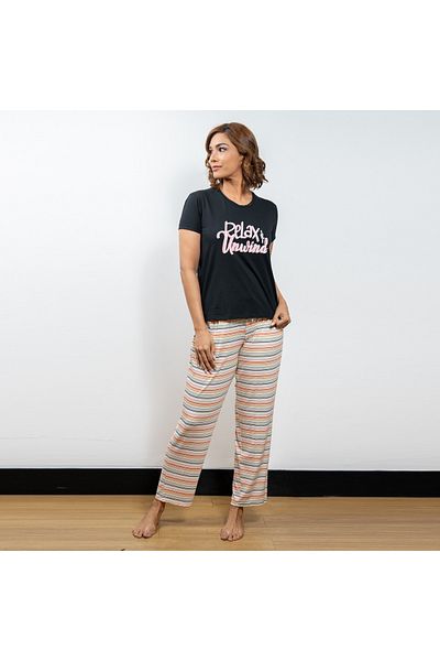 Aadaraya Adaraya Printed Short Sleeves T-shirt And Pyjama Set