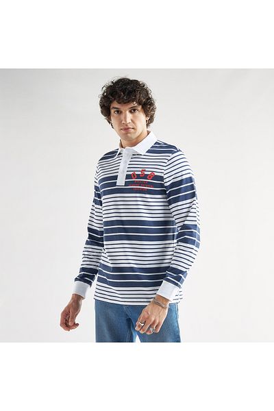 FAV Striped Polo T-shirt With Long Sleeves