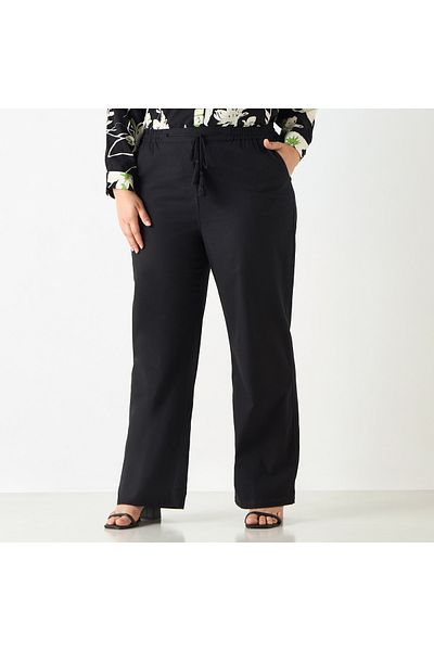Ulla Popken Plus Size Regular Fit Pants With Semi-elasticated Waist