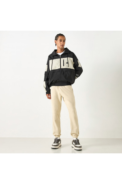 Starter Panel Detail Biker Jacket With Long Sleeves And Hood