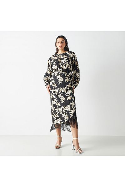 Iconic All-over Floral Print Top With Volume Sleeves