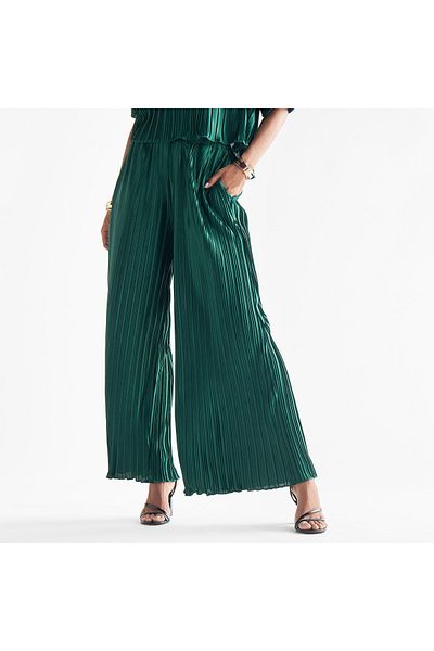 FAV Pleated Wide Leg Pants With Elasticated Waistband And Pockets