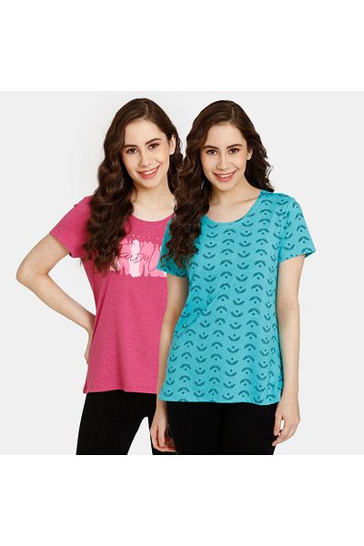 Zivame Set Of 2 - Printed T-shirt With Short Sleeves