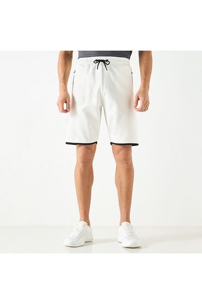 Adot Print Detail Shorts With Zipper Pockets And Elasticated Waistband