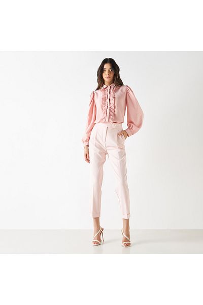 Iconic Tapered Pants With Button Accent And Pockets