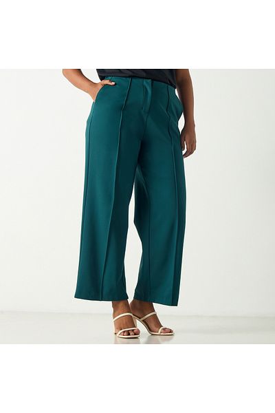 Ulla Popken Plus Size Pants With Button Closure And Pockets