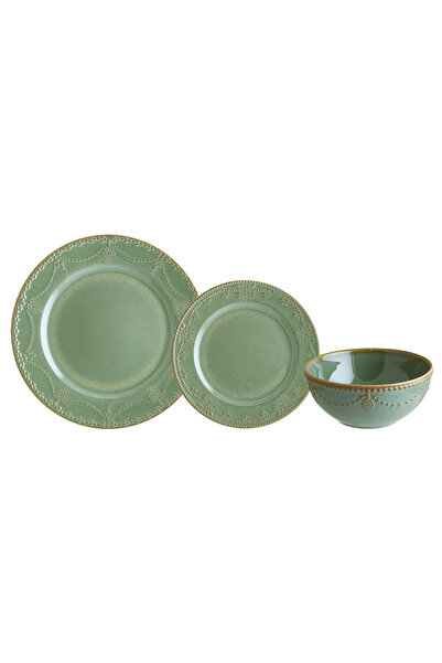 ChiChi HOME Sage Pearl Reaktif 18 Parça 6 Kişilik Porselen Yemek Seti