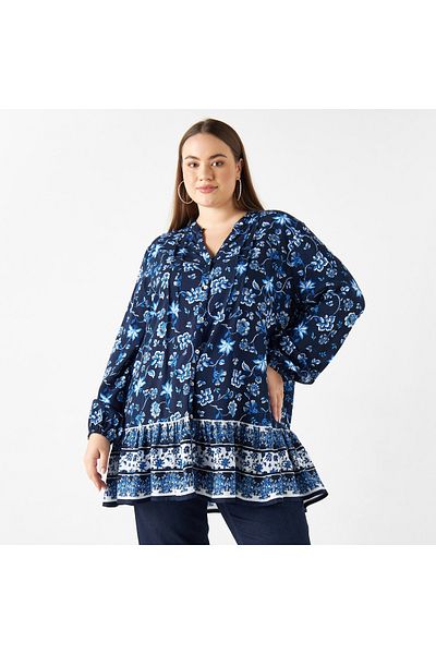2Xtremz All-over Floral Print Tunic With Long Sleeves