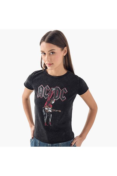 SP Characters تي شيرت بطبعة Ac/dc ورقبة دائرية وأكمام قصيرة