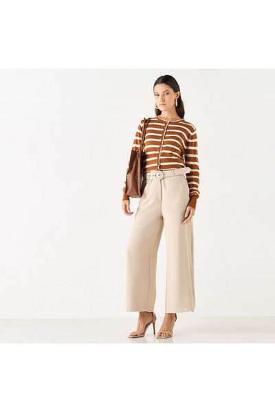 Iconic Solid Trousers With Belt