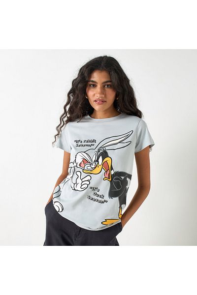 SP Characters Looney Tunes Print Crew Neck T-shirt With Short Sleeves