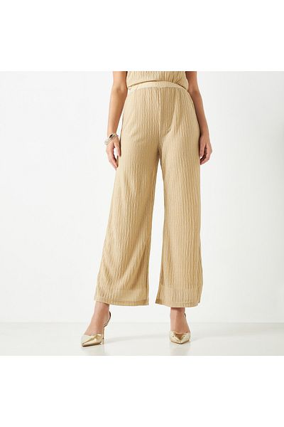 Iconic Textured Flared Knit Pants With Elasticated Waistband