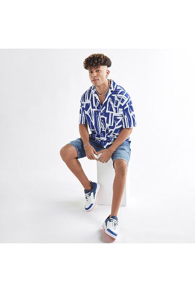 FAV All-over Print Shirt With Camp Collar And Short Sleeves