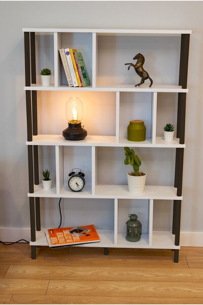 PEKA Yüksek Kalite 5 Raflı Kitaplık Ahşap Ayaklı Klasörlük Mutfak Rafı Çok Am...