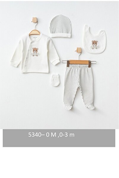 Aziz Bebe Desenli 5 Parça Kutulu (Yenidoğan) Hastane Çıkışı Zıbın Seti