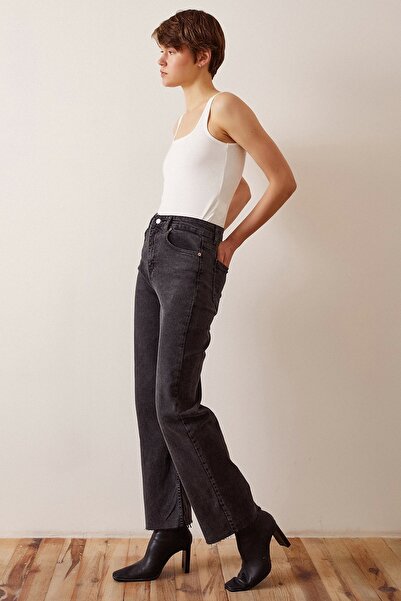 LC Waikiki Kesik Paça Yüksek Bel Jean Siyah