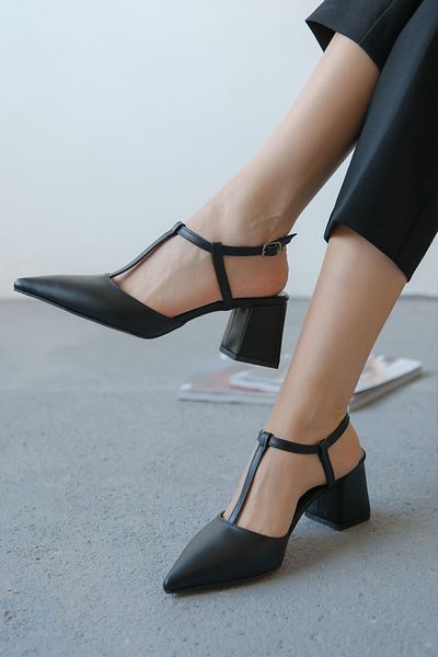 GOFFSHOES Pantofi cu toc gros pentru femei - negri