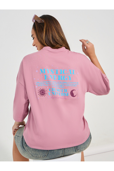 Styli Oversized Embroidered Slogan Dropped Shoulder T-Shirt