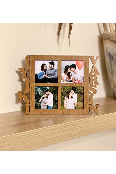 Gift Moda İyiki Varsın 4 Fotoğraf Standlı Mdf Çerçeve Ahşap