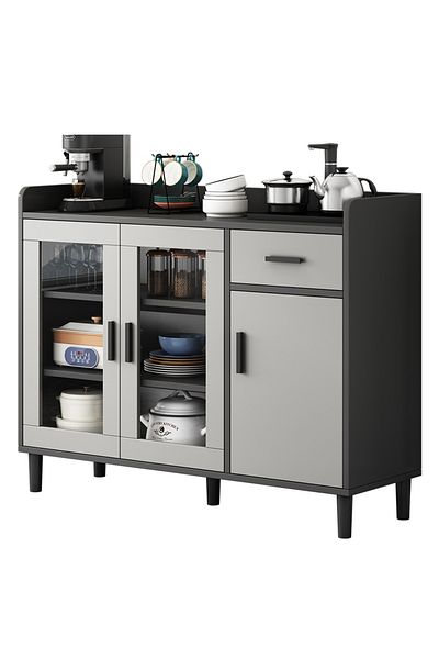 sharpdo Kitchen Pantry Cabinet, Freestanding Storage Sideboard, Modern Coffee