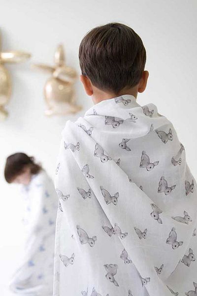 DEUX LAPINS 100% Cotton Muslin Baby Blanket - Iconique Lapin 120X120 cm