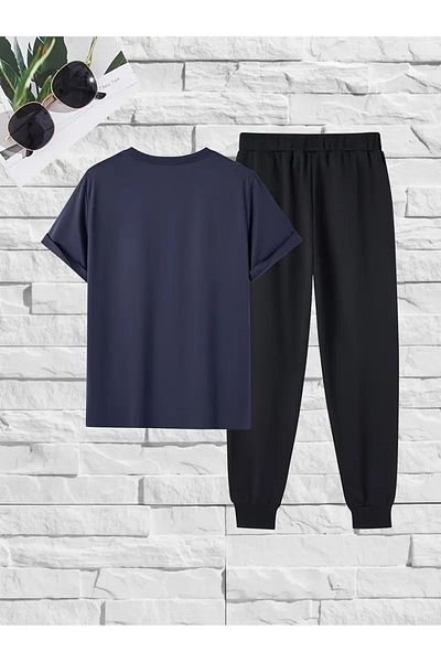 DAXİS Sportwear Company ΑΝΔΡΙΚΟ Σετ αθλητική φόρμα με στάμπα Λος Άντζελες Μπλουζάκι Jogger Sweatpants - Κοστούμι με κάτω μέρος