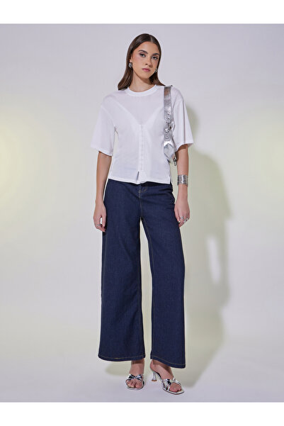 Take Two By Styli Solid Round Neck Hook and Eye Detail T-Shirt