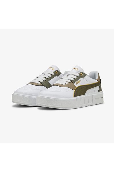 Puma Cali Court Luxe Women's White Khaki Sports Shoes