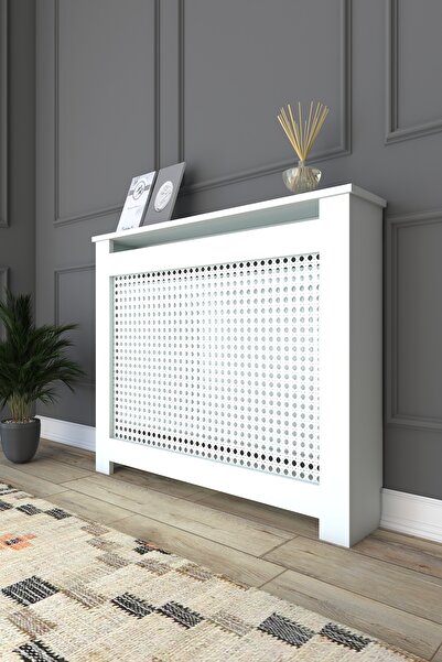 CAN Kalorifer Petek Kapama 85 Cm (İÇ ÖLÇÜSÜ) Hazeran Desenli Mdf Mat Beyaz