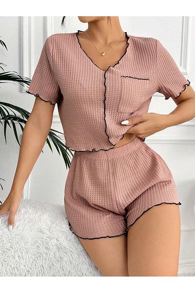 BELLA NOTTE Set de pijamale din bumbac trandafir uscat, tricotat special