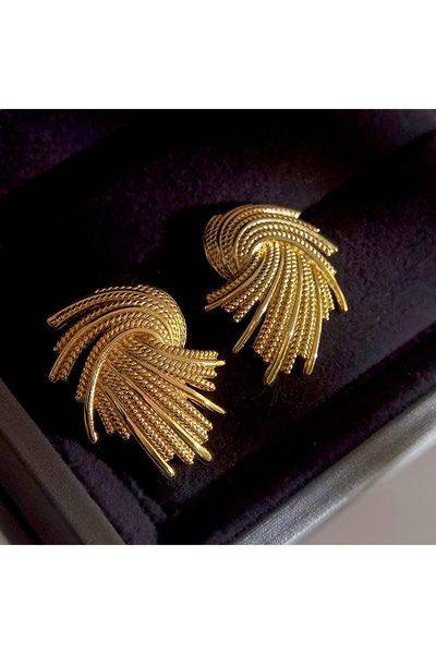 Choice Gold Color AENSOA Punk Irregular Metal Twist Big Geometric Earrings Unique Gold Color Drop Earrings