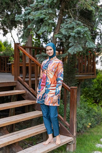 ALFASA Μαγιό Hijab με σχέδιο βανίλιας