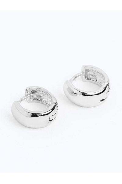 Jimmy Key Silver Color Thick Half Hoop Earrings