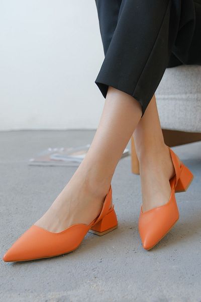 GOFFSHOES Pantofi cu toc jozi portocalii pentru femei