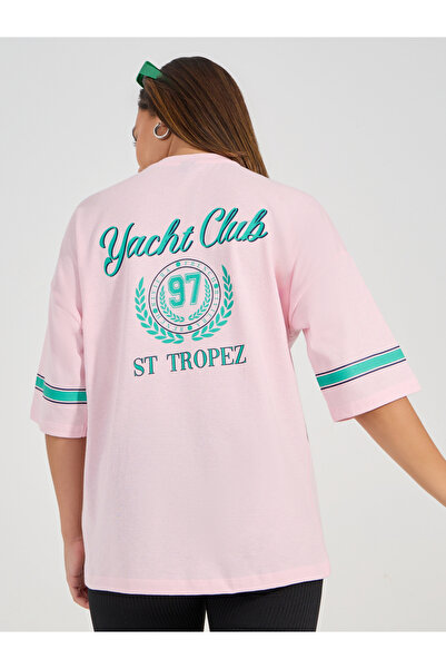Styli Oversized Varsity Print Dropped Shoulder T-Shirt