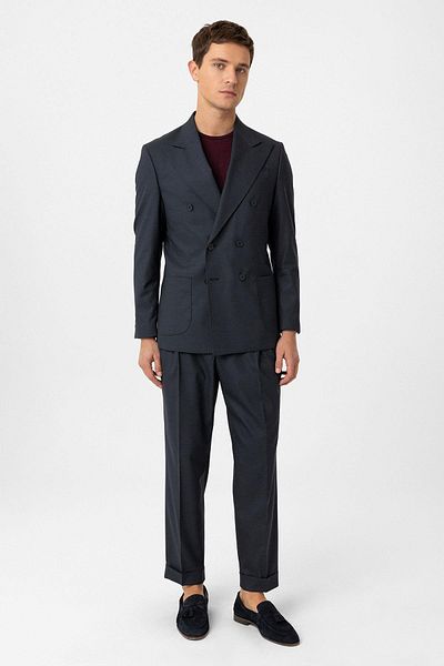 Antioch Navy Blue Double Breasted Closure Italian Cut Men's Suit