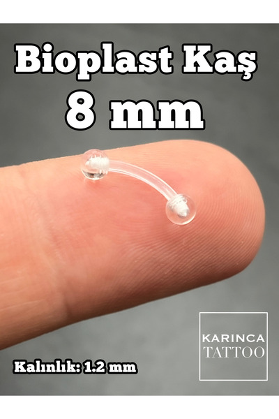 Karınca Piercing Bioplast Şeffaf 8 Mm Kaş Kulak Meme Ucu Tragus Conch Helix R...
