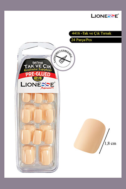 Lionesse Tak & Çık Tırnak 4416 - Kendinden Yapışkanlı , Nude Ojeli , 24'lü , ...
