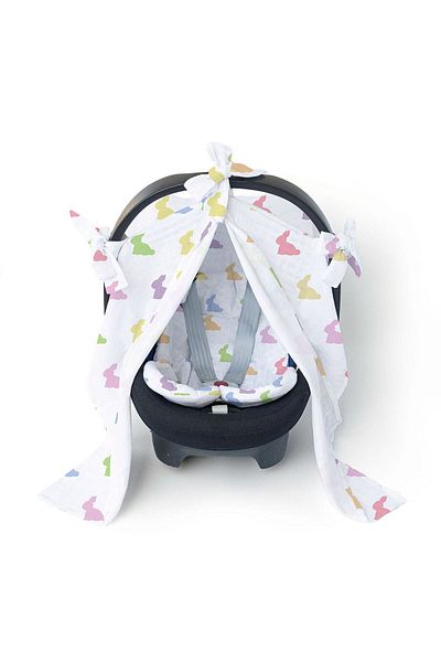DEUX LAPINS 100% Cotton Muslin Stroller Cover Rainbow Lapin - Multicolored Rabbits