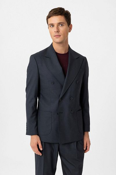 Antioch Navy Blue Double Breasted Closure Italian Cut Men's Suit