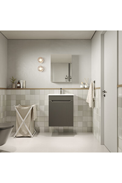 noce Banyo Dolabi Aynali Cnc İşlemeli̇ Membran Kapakli 55 Cm