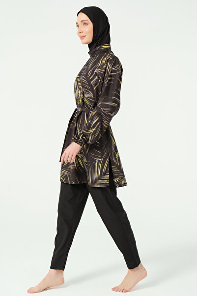 ALFASA Yaprak Desenli Oversize Tesettür Mayo