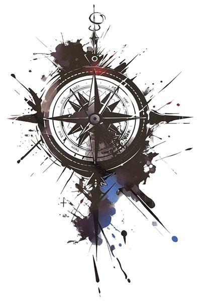 TAKIŞTIR Geçici Pusula Figrülü Büyük Boy Dövme Tattoo