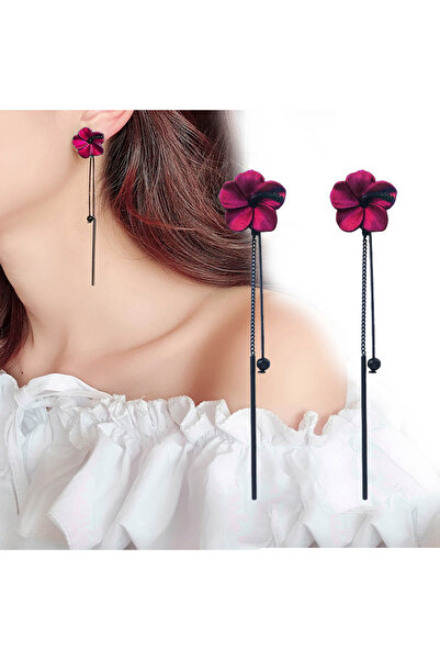 Choice ER21Y0172 أقراط أذن عتيقة على شكل زهرة الوردة الحمراء للنساء ذات مزاج ...