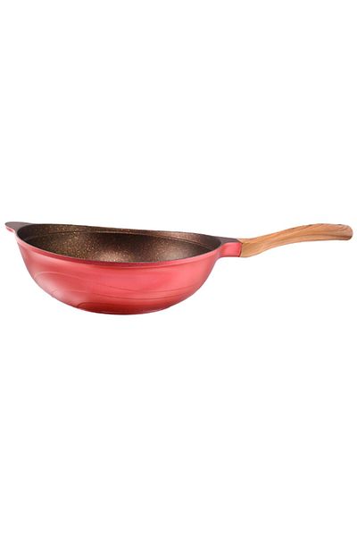 Neoklein Tigaie wok Neoklein WOK30, diametru 28 cm, aluminiu turnat, invelis anti-aderent, Rosu