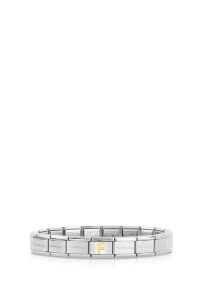 NOMİNATİON ITALY COMPOSABLE KLASİK PASLANMAZ ÇELİK BİLEKLİK GÜMÜŞ RENGİ VE 18K ALTIN F HARFİ