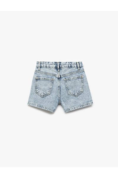 Koton Pantaloni scurți din denim din bumbac cu buzunare cu detalii de piatră