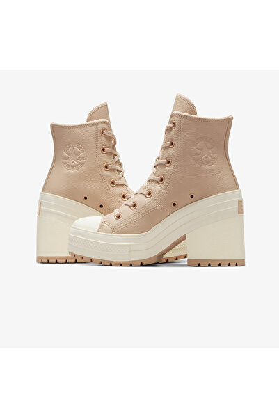Converse Chuck 70 De Luxe Heel Unisex Krem Deri Platform Sneaker